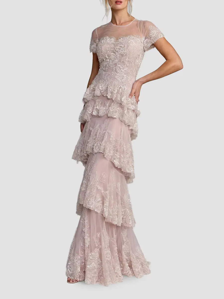 Mac Duggal Embellished Tiered Gown by M.A.C.