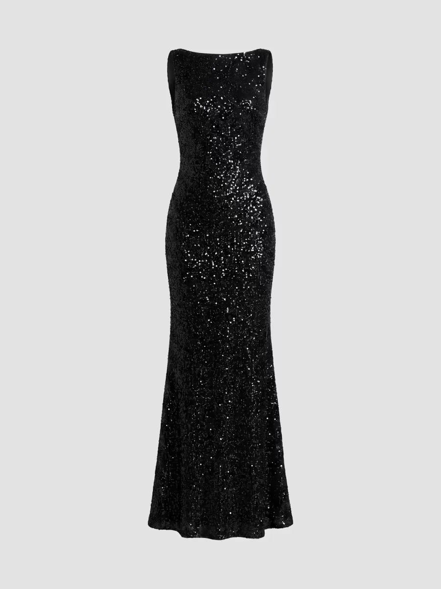 Mac Duggal Sequin Sleeveless Sheath Gown