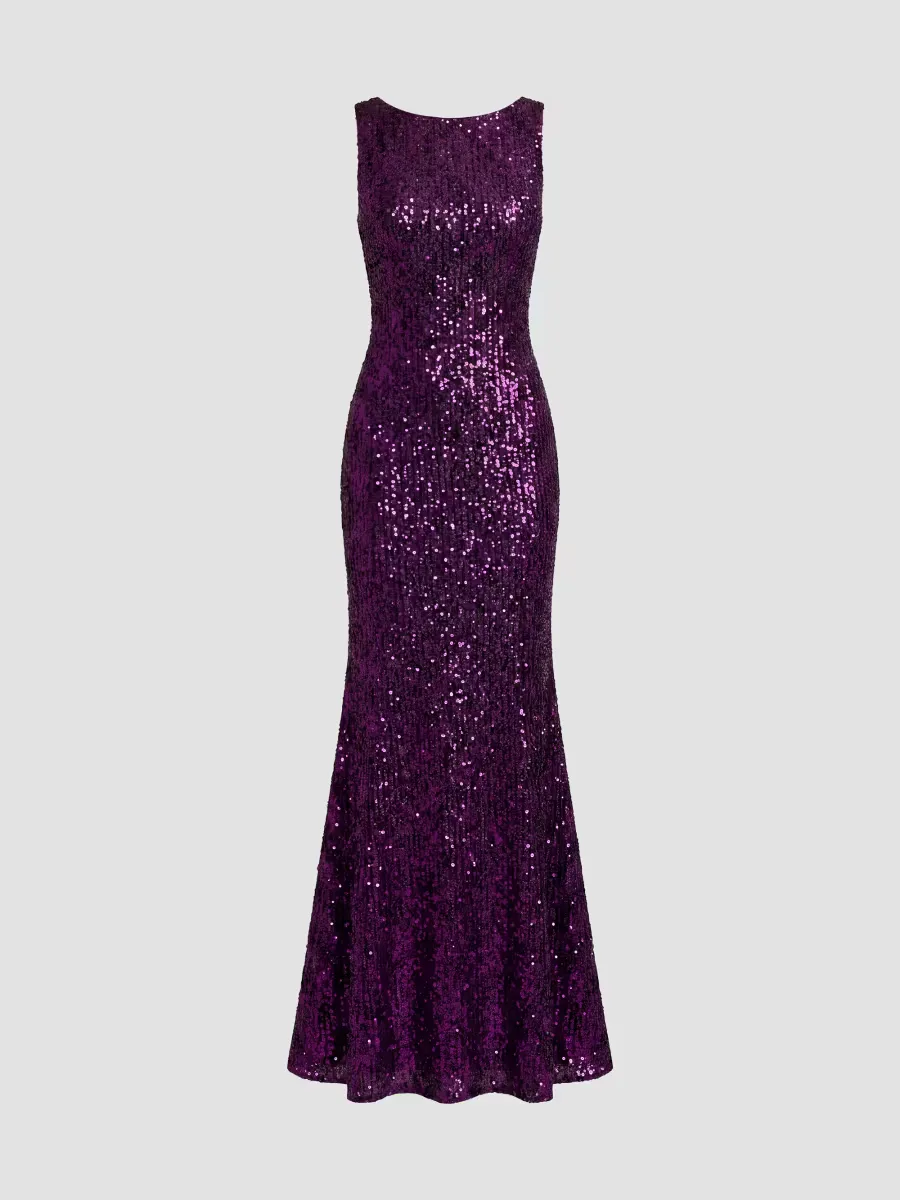 Mac Duggal Sequin Sleeveless Sheath Gown