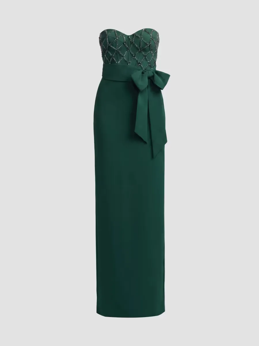 Mac Duggal Crystal-Embellished Crpe Strapless Bustier Gown by M.A.C.