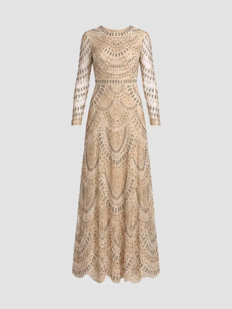 Mac Duggal Embellished Mesh A-Line Gown