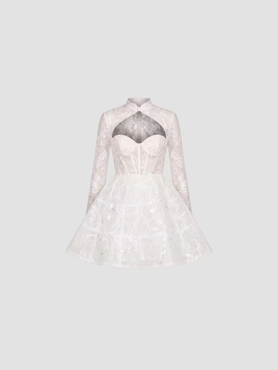 Mac Duggal Embellished Floral Lace Mini Dress by M.A.C.