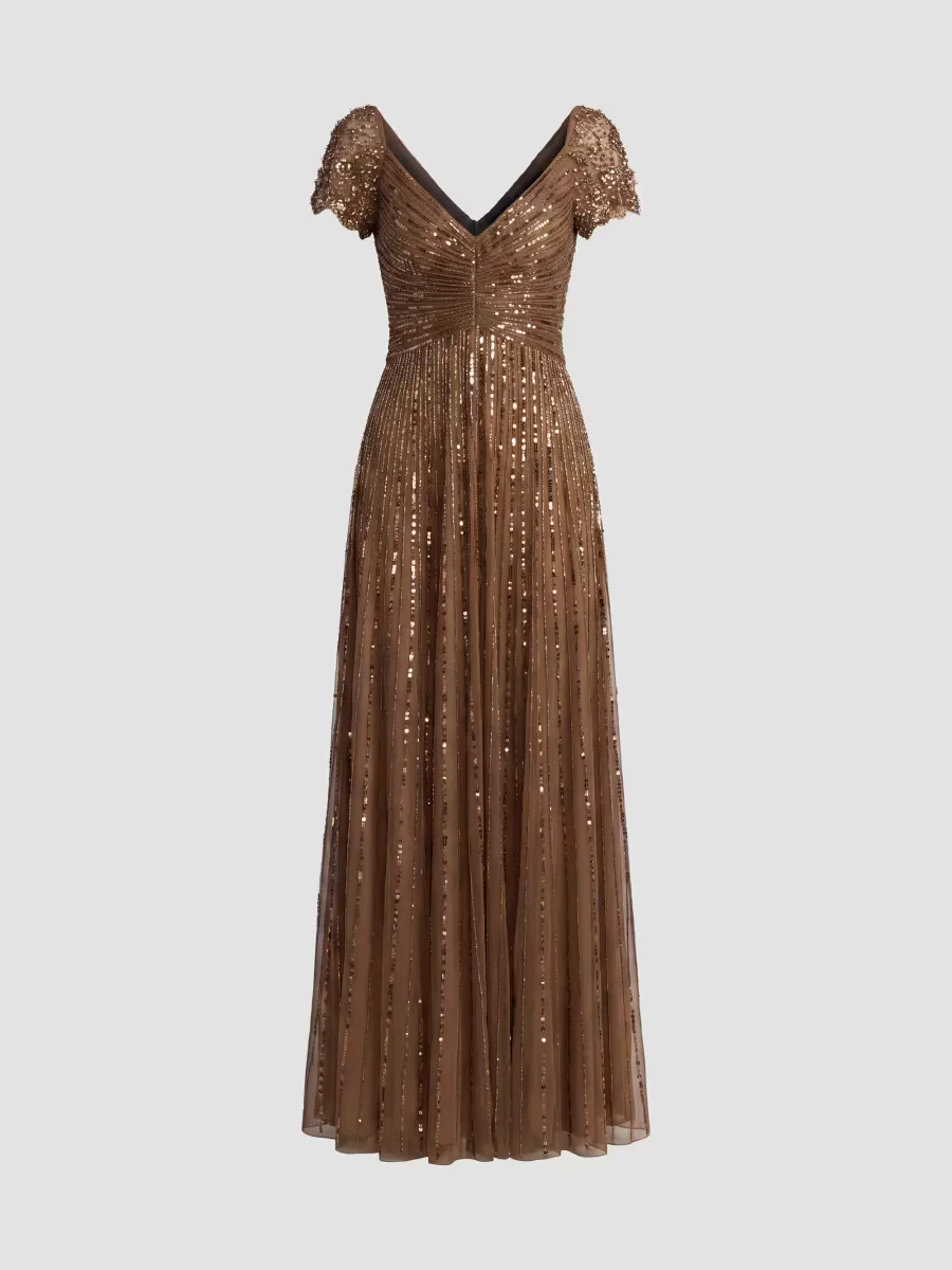 Mac Duggal Embellished Mesh Fit & Flare Gown