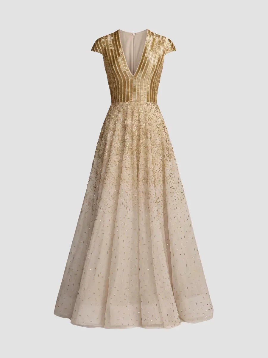 Mac Duggal Embellished Mesh A-Line Gown by M.A.C.