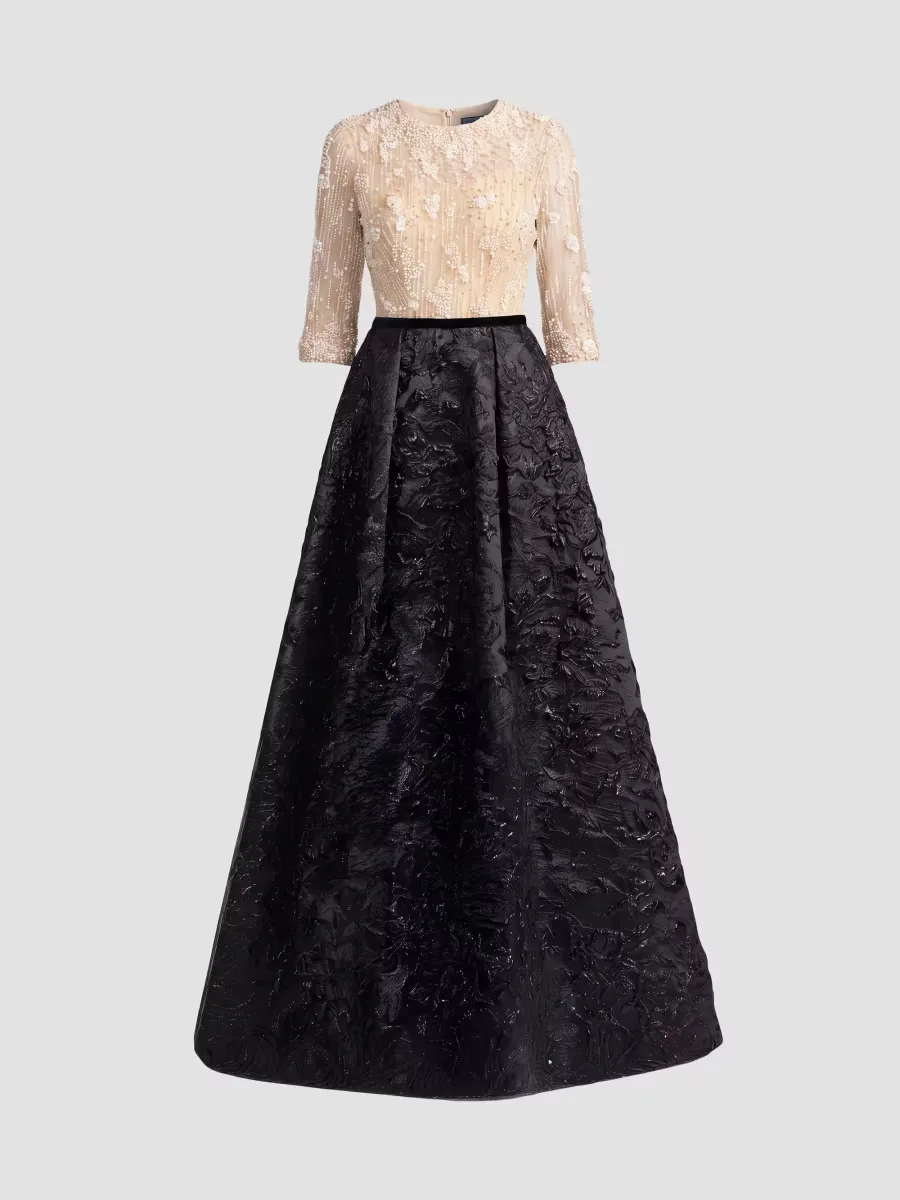 Mac Duggal Two-Tone Crpe Brocade Ball Gown by M.A.C.