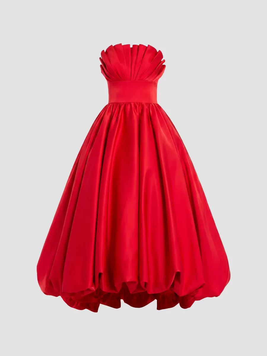 Mac Duggal Pleated Satin Strapless Gown by M.A.C.