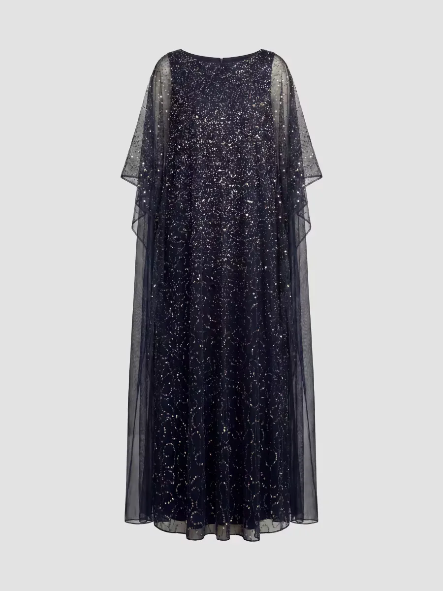 Mac Duggal Embellished Mesh Caftan Maxi Dress