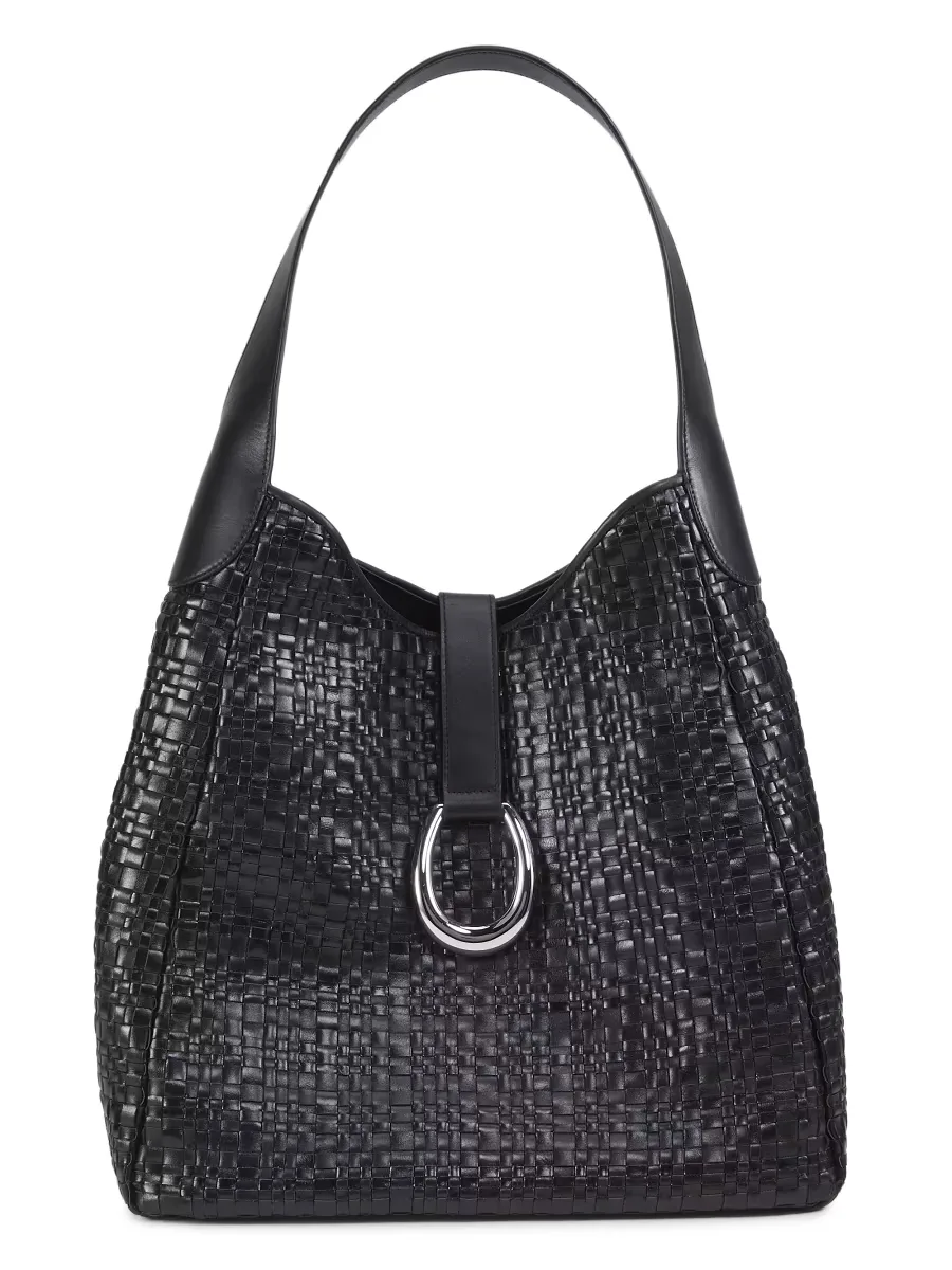 Maya Woven Leather Hobo Bag by STAUD