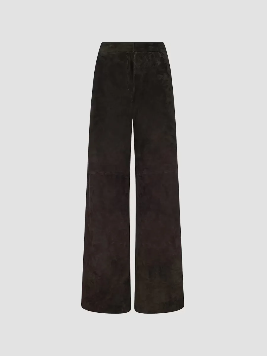 Livvy Suede Straight-Leg Trousers by L'AGENCE