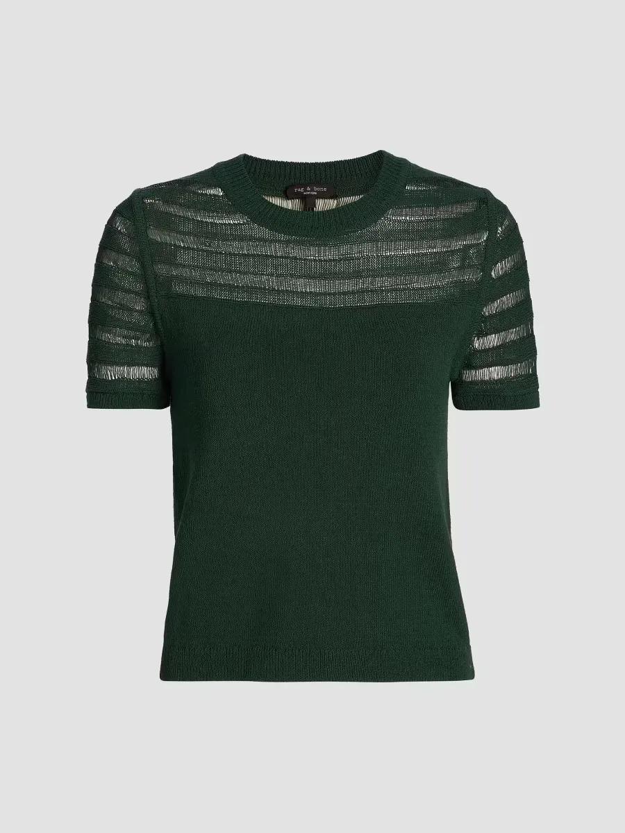 Britt Pointelle Short-Sleeve Knit Top by rag & bone