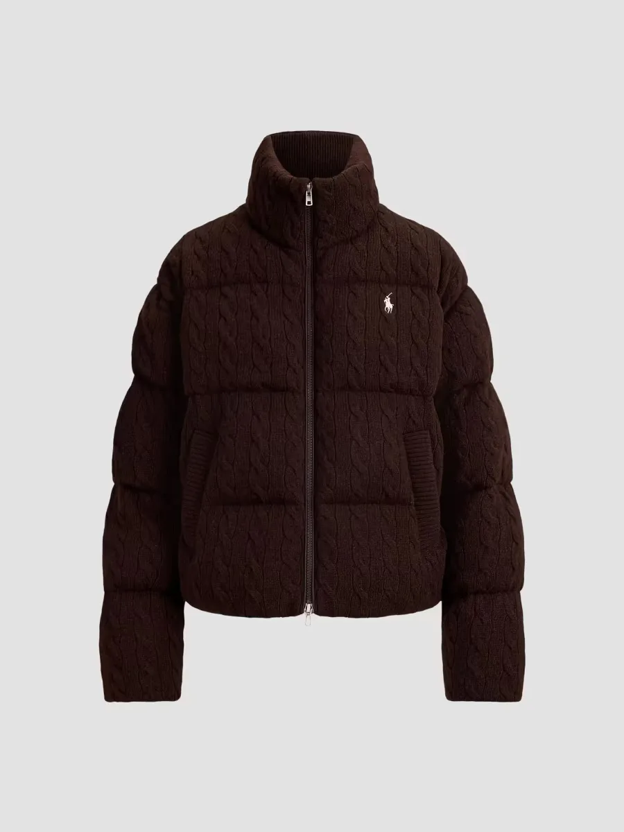 Cable-Knit Wool-Cashmere Puffer Jacket by Polo Ralph Lauren