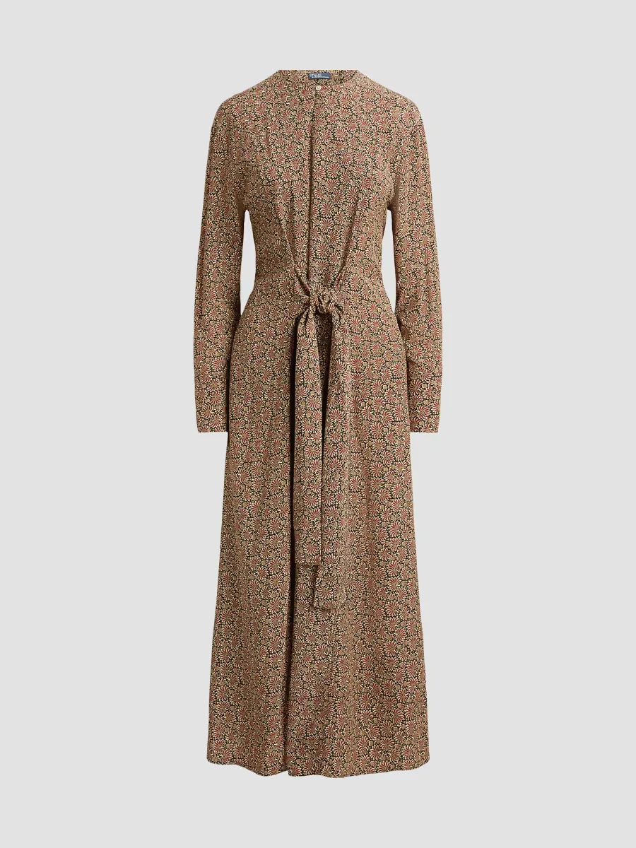Printed Long-Sleeve Column Midi Dress by Polo Ralph Lauren