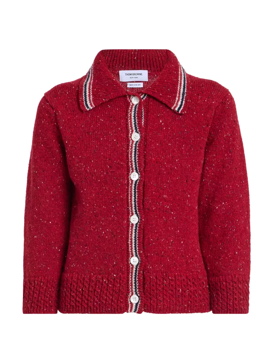 Hector Wool-Mohair Pointelle Intarsia Cardigan by Thom Browne