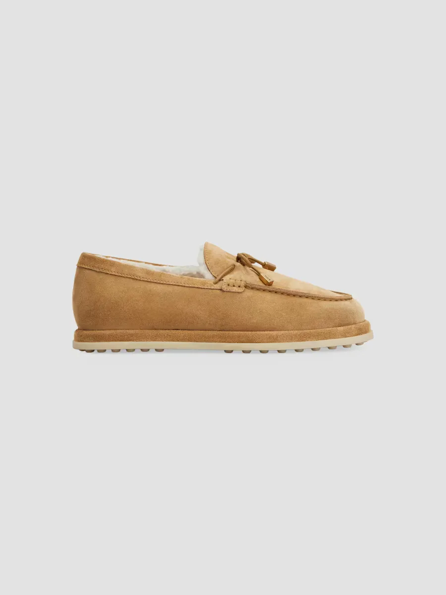 Shearling-Lined Suede Loafers by Tod's