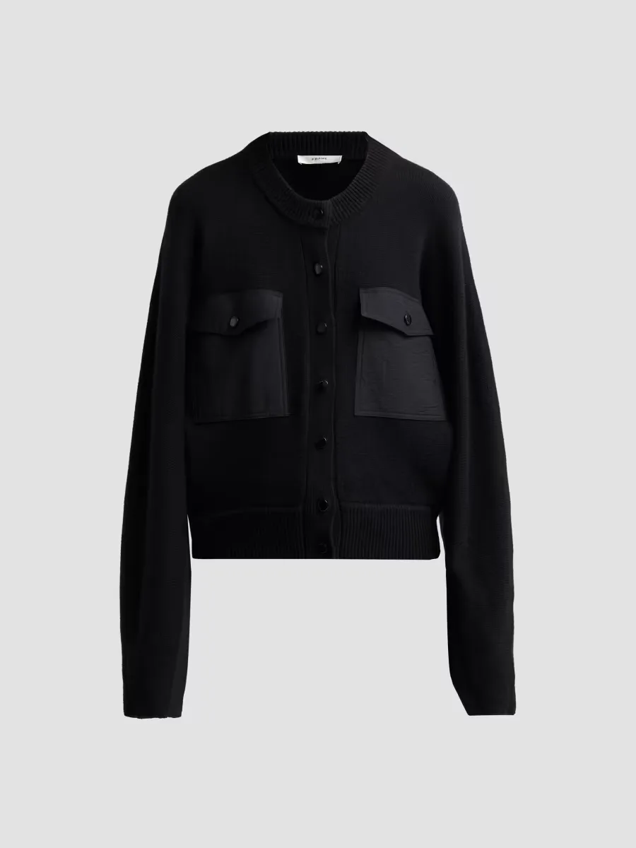 Contrast Rib-Knit Cashmere Cardigan by FRAME