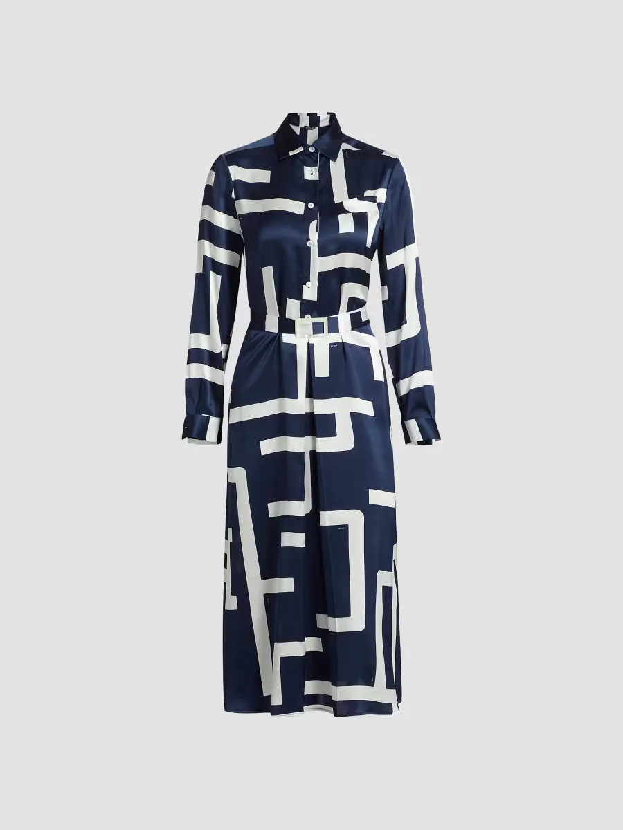 Printed Silk Belted Shirtdress by Kiton