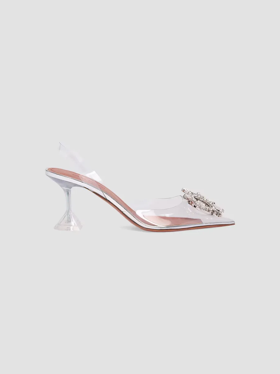 Begum 70MM Crystal Slingback Pumps by Amina Muaddi