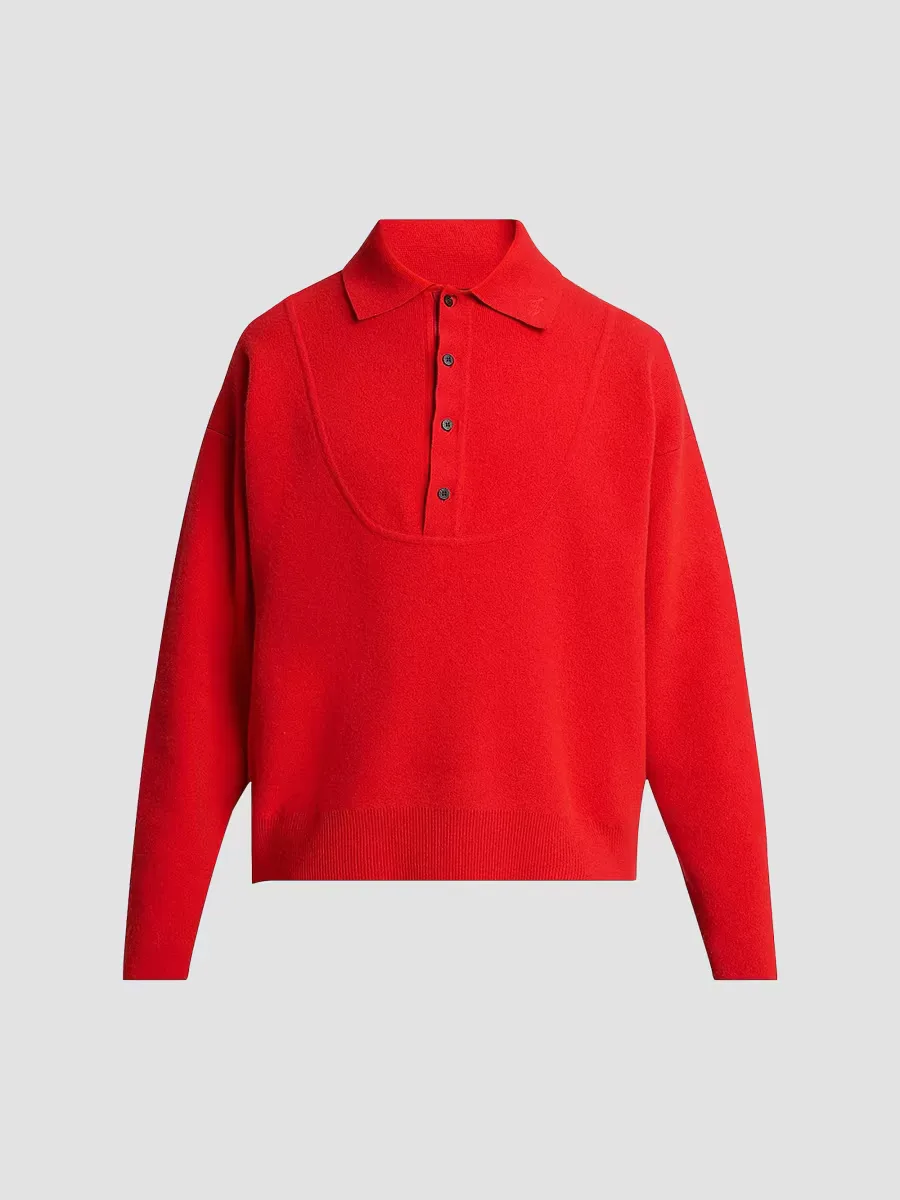 Doppio Wool-Blend Polo Sweater by JACQUEMUS