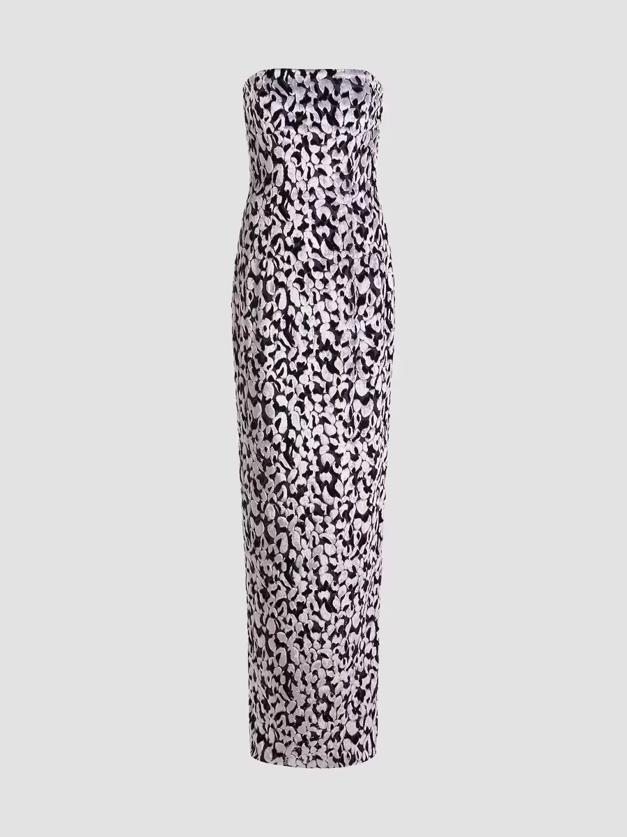 Minelli Embroidered Column Gown by 16Arlington