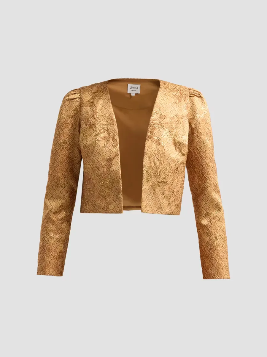 Jacquard Open-Front Crop Jacket by Hemant & Nandita