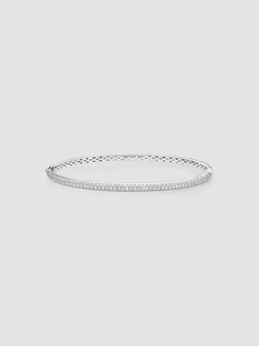 18K White Gold & 1.39-1.45 TCW Diamond Bangle