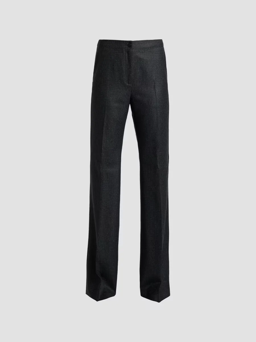 Beth Checked Virgin Wool Flared Pants by Santorelli