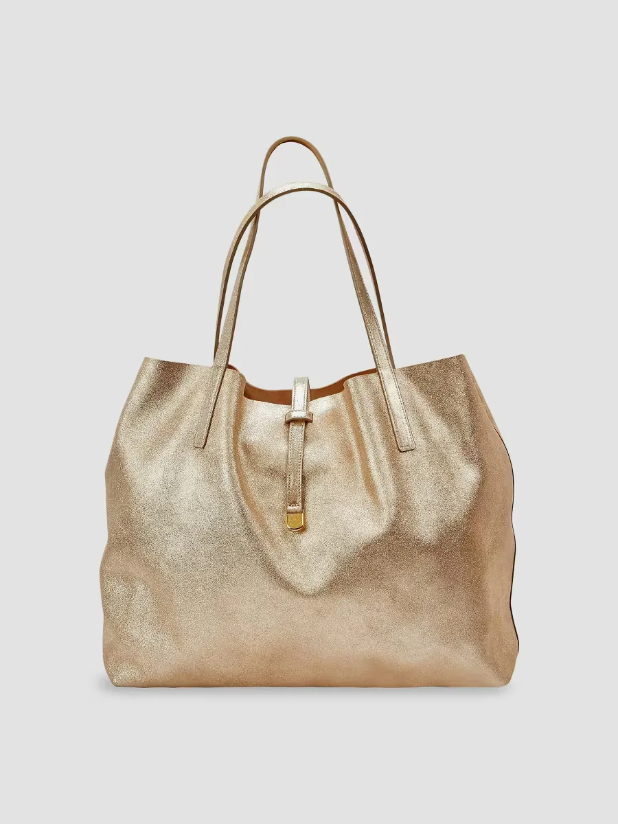 Luna Reversible Metallic Leather & Suede Handbag by GiGi New York