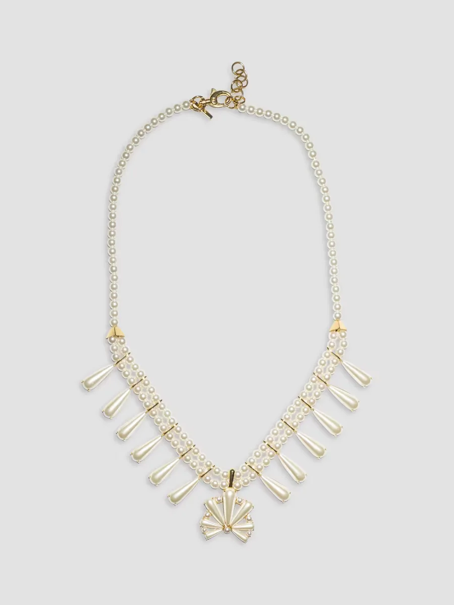 Gilded Frontier Scallop Blossom 14K-Gold-Plated & Imitation Pearl Necklace