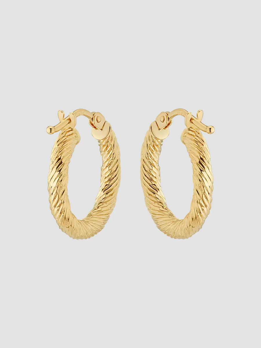 14K Yellow Gold Twist of Fate Hoops