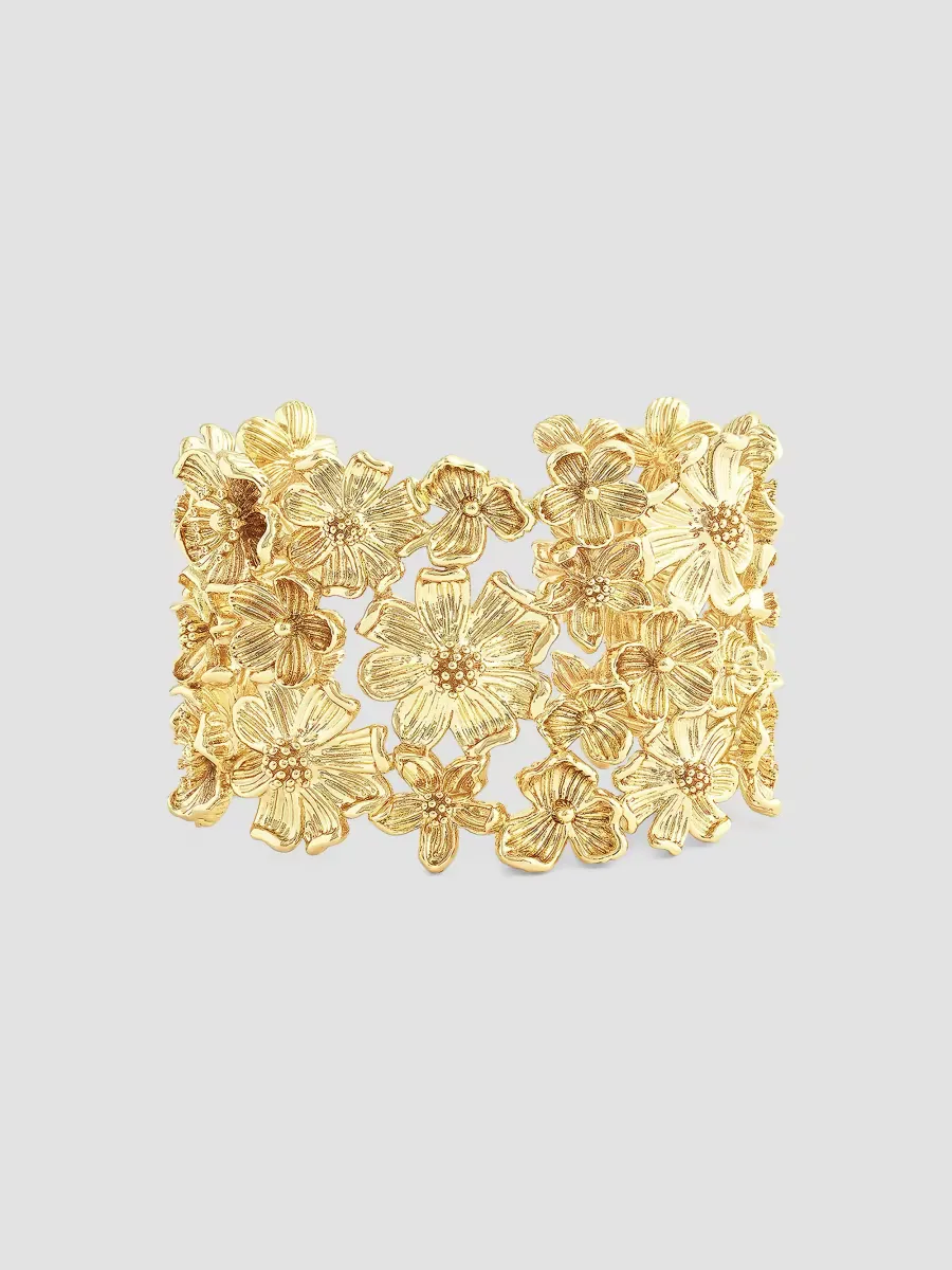 Wildflowers 18K-Gold-Plated Wide Cuff by Anabel Aram