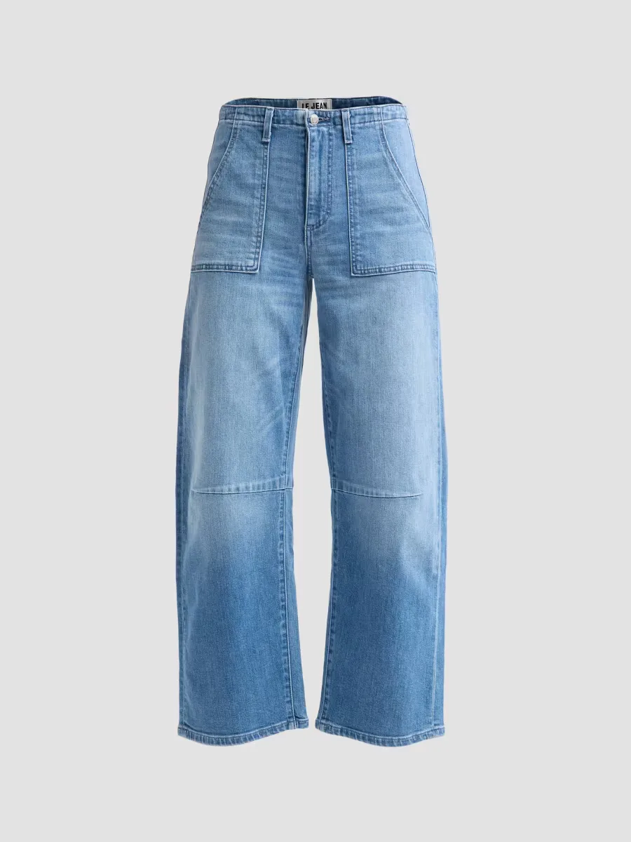 Utility Barrel-Leg Crop Jeans by Le Jean