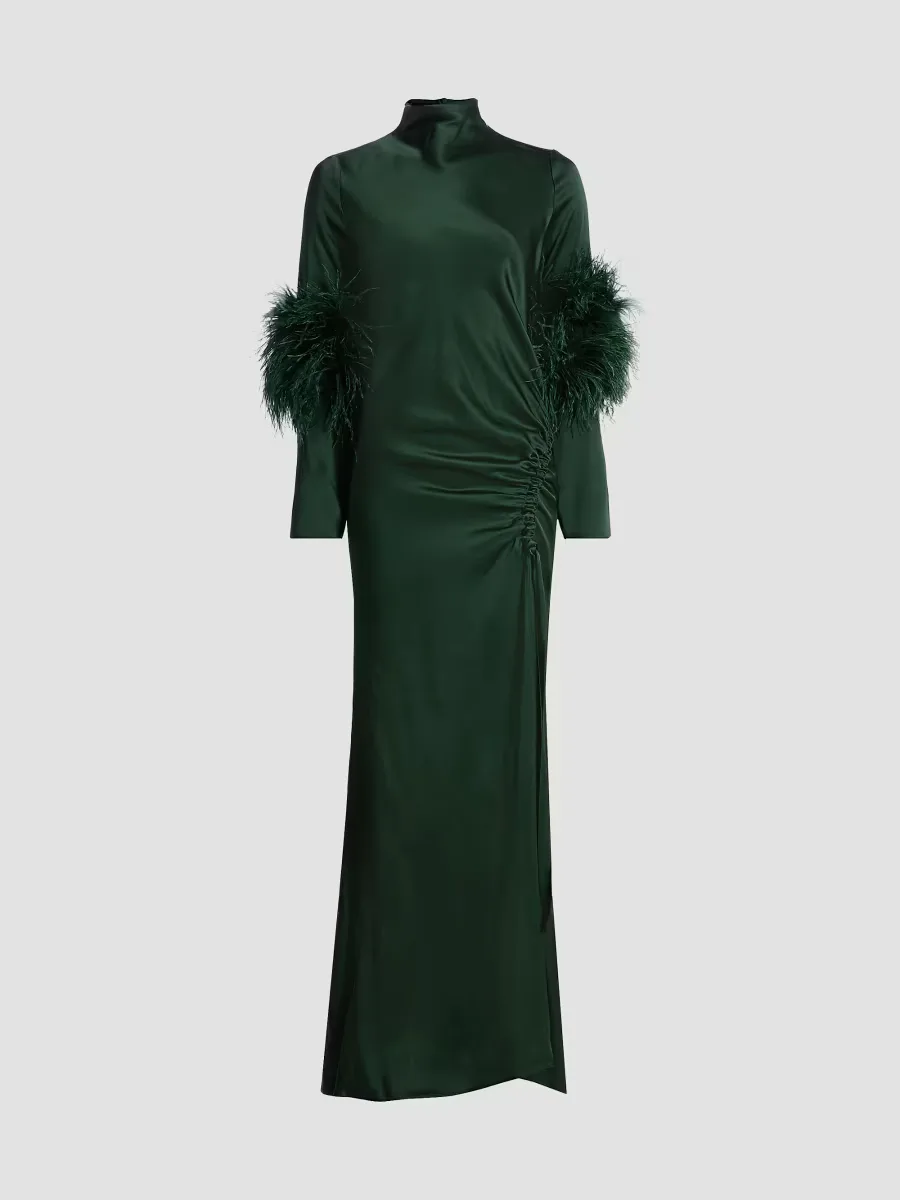 Double-Faced Satin Feather-Trimmed Gown by LaPointe
