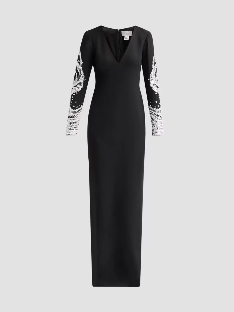 Crepe V-Neck Gown by Pamella Roland