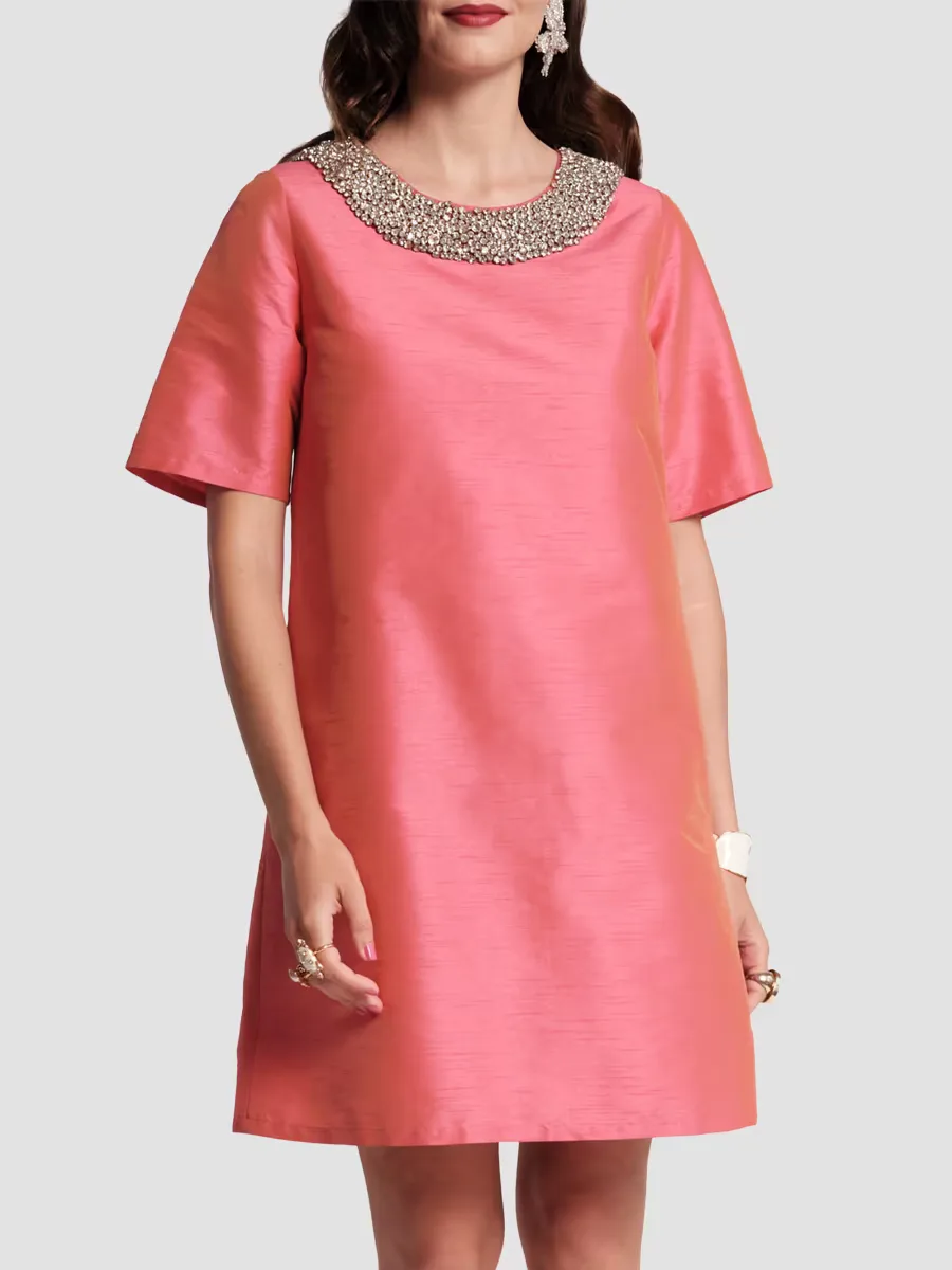 Tabby Embellished Shift Mini Dress by Frances Valentine