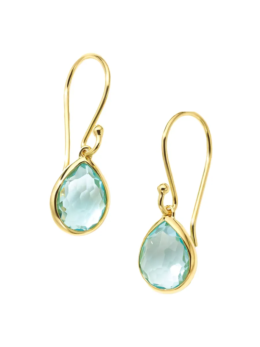 Rock Candy 18K Green Gold & Blue-Topaz Teeny Teardrop Earrings by Ippolita