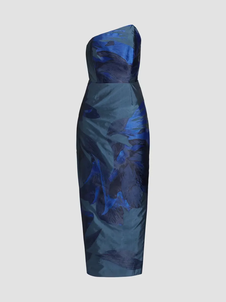 Tropical-Print Jacquard Midi-Dress by Milly