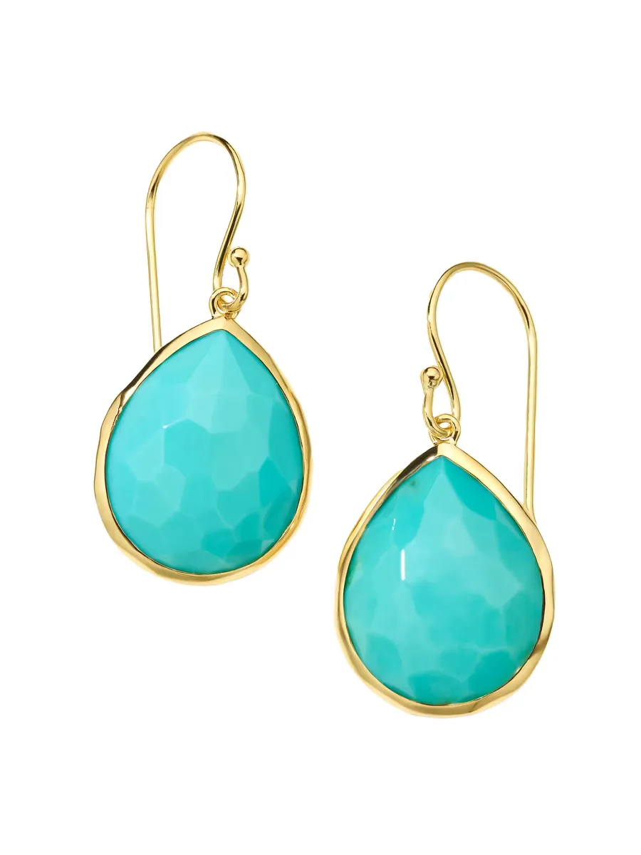 Rock Candy Medium 18K Green Gold & Turquoise Teardrop Earrings by Ippolita