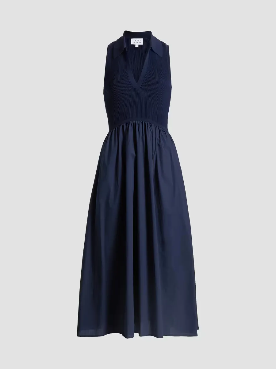 Bess Mixed-Media Midi-Dress by Tanya Taylor