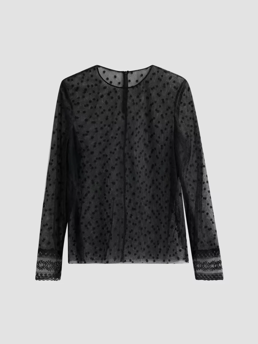 Polka Dot Sheer Tulle Blouse by Alberta Ferretti