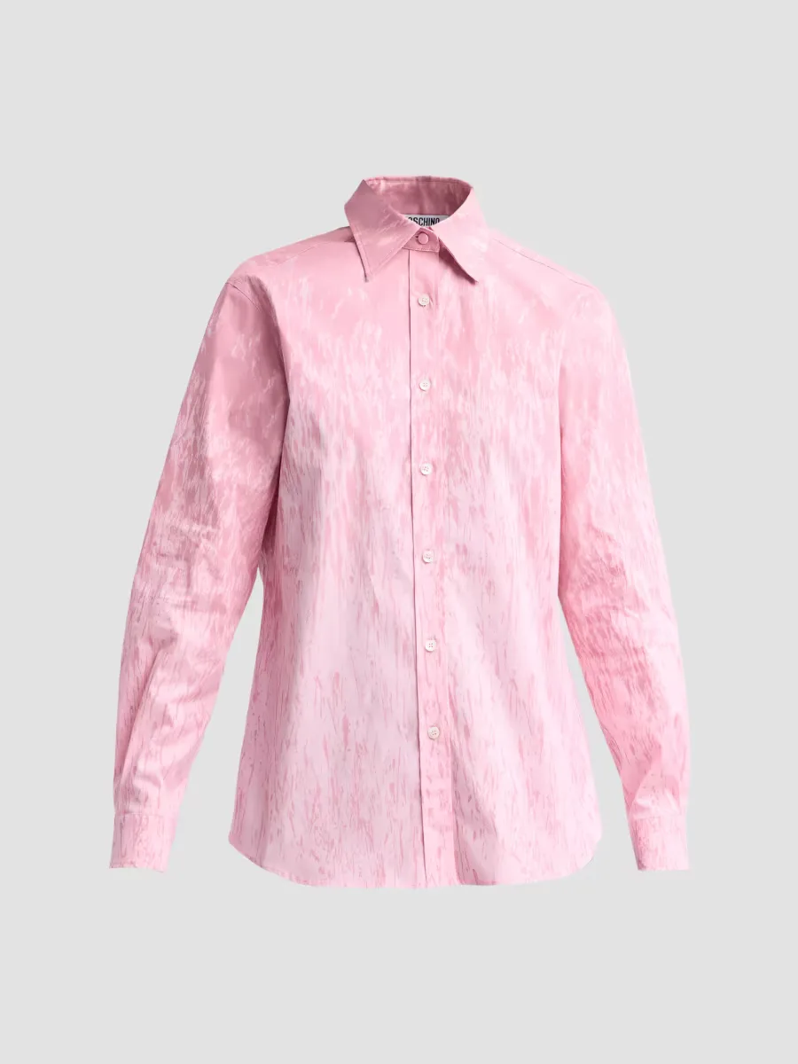 Printed Stretch-Cotton Button-Front Blouse by Moschino