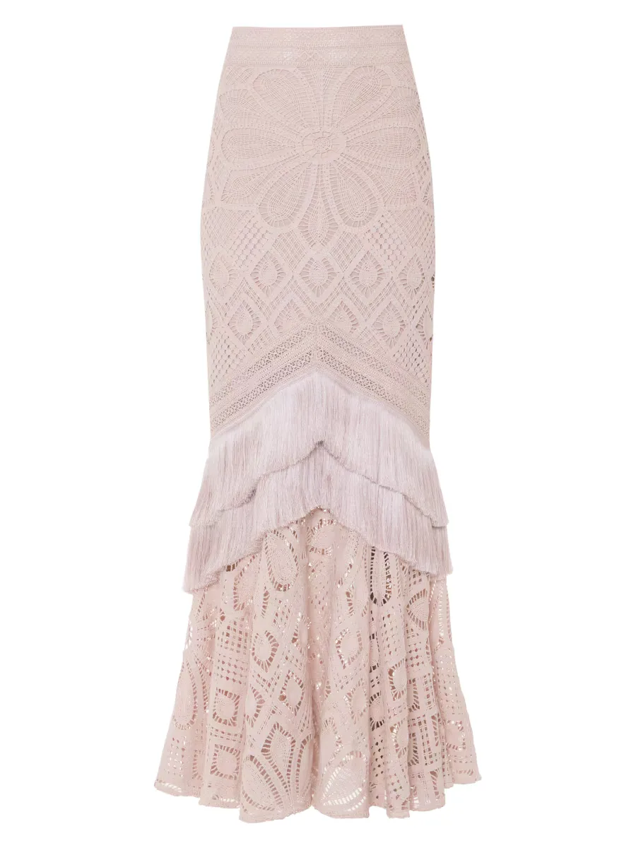 Crochet Cotton Tulle Maxi Skirt by PatBO