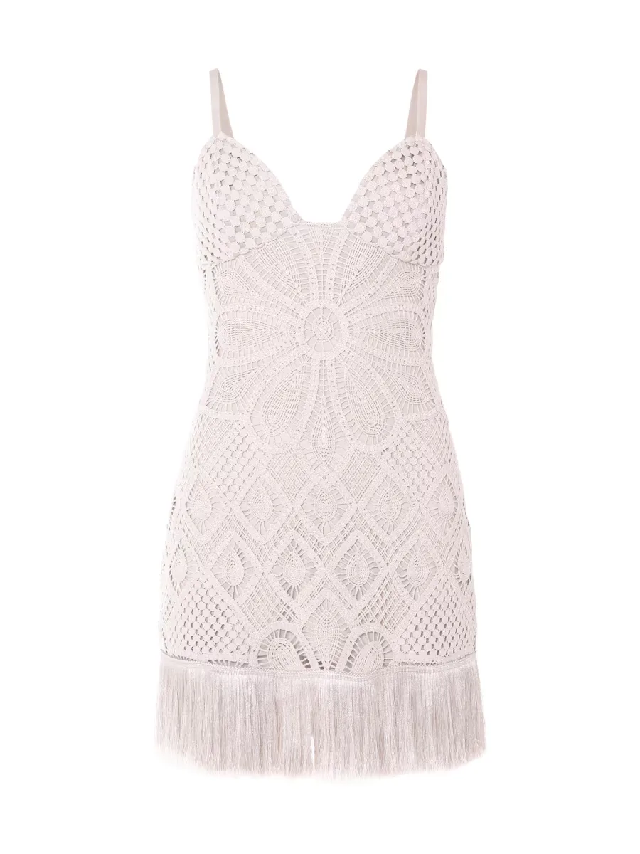 Flower Crochet Sweetheart Minidress by PatBO