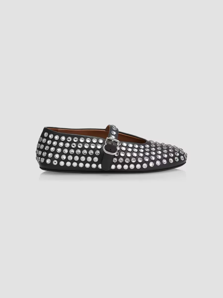Embellished Leather Mary Jane Flats by ALAA