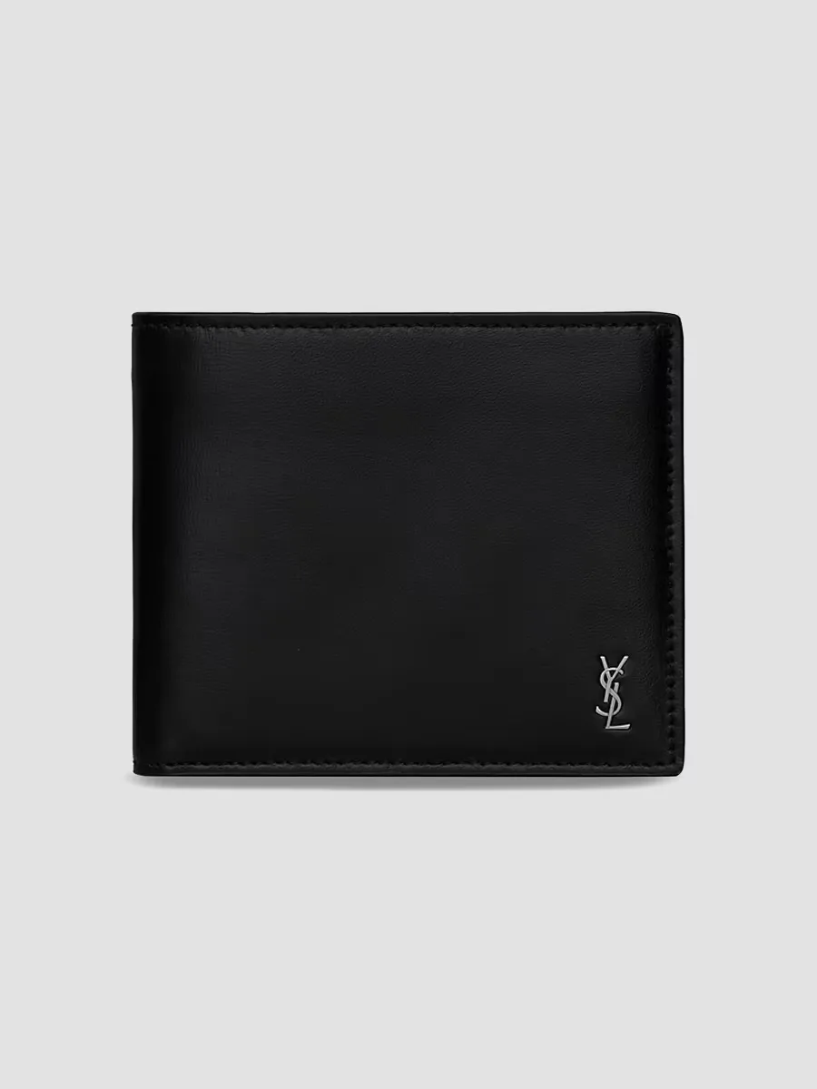 Tiny Cassandre East-West Wallet in Matte Leather by Saint Laurent