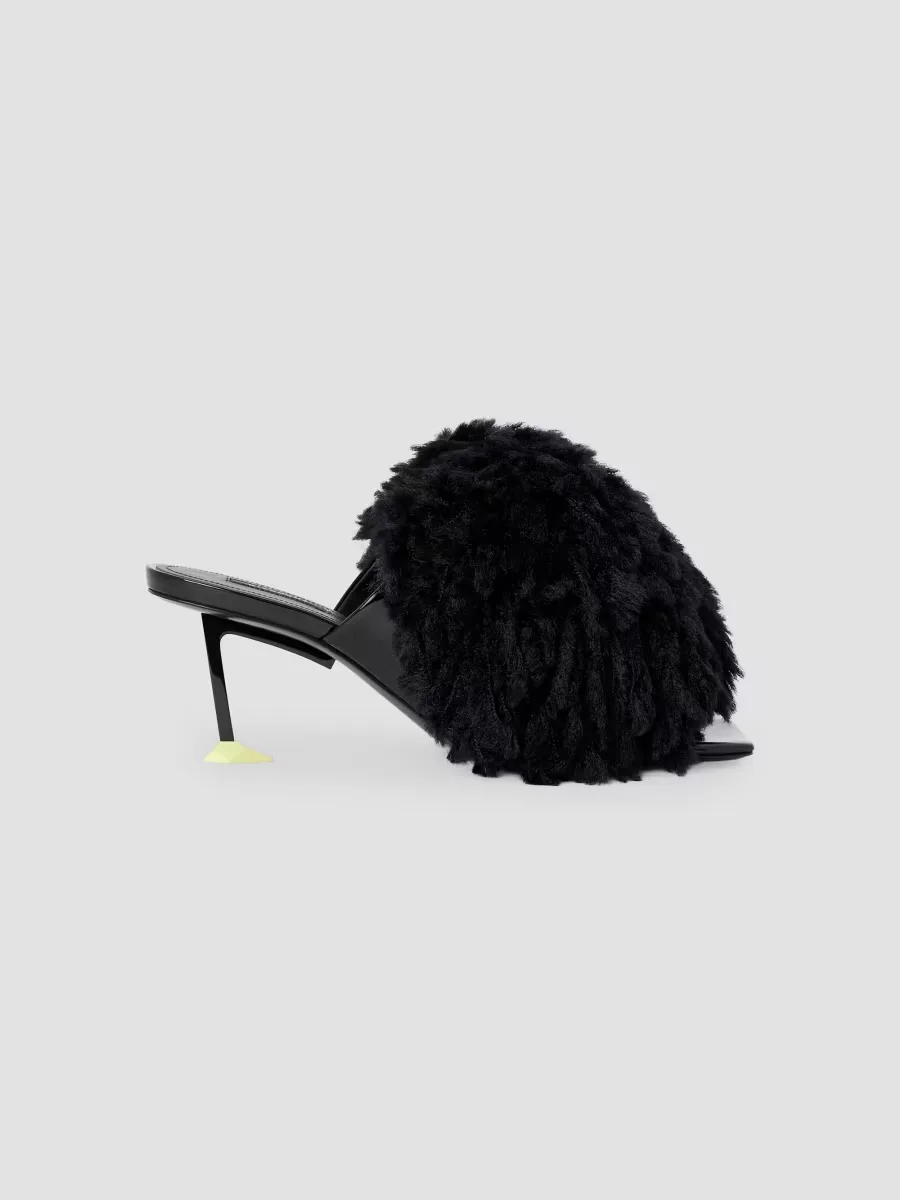 Pompom Mules in Patent Leather and Knit by GIVENCHY