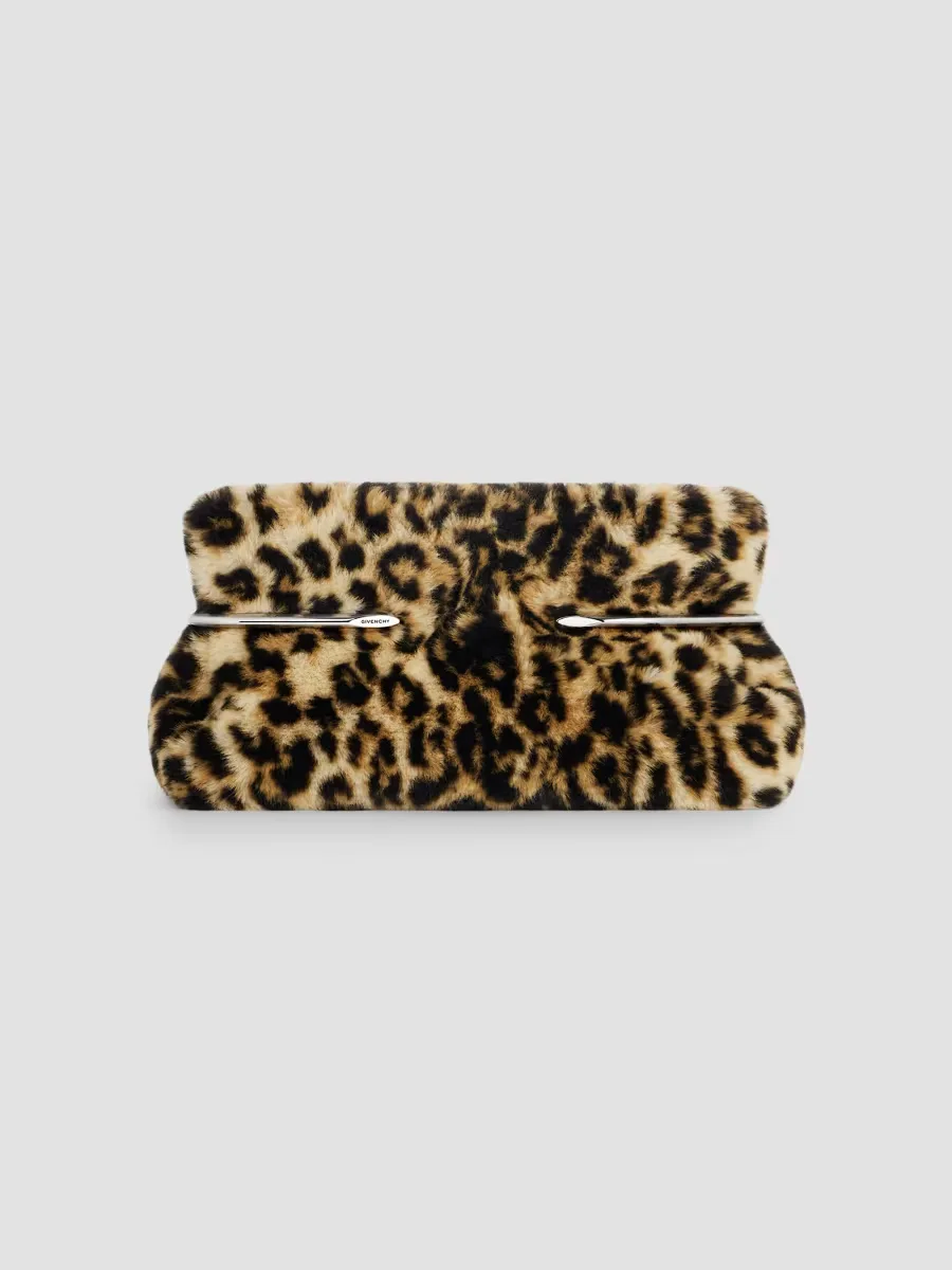 Pinch Soft Clutch in Leopard Shearling-Effect by GIVENCHY