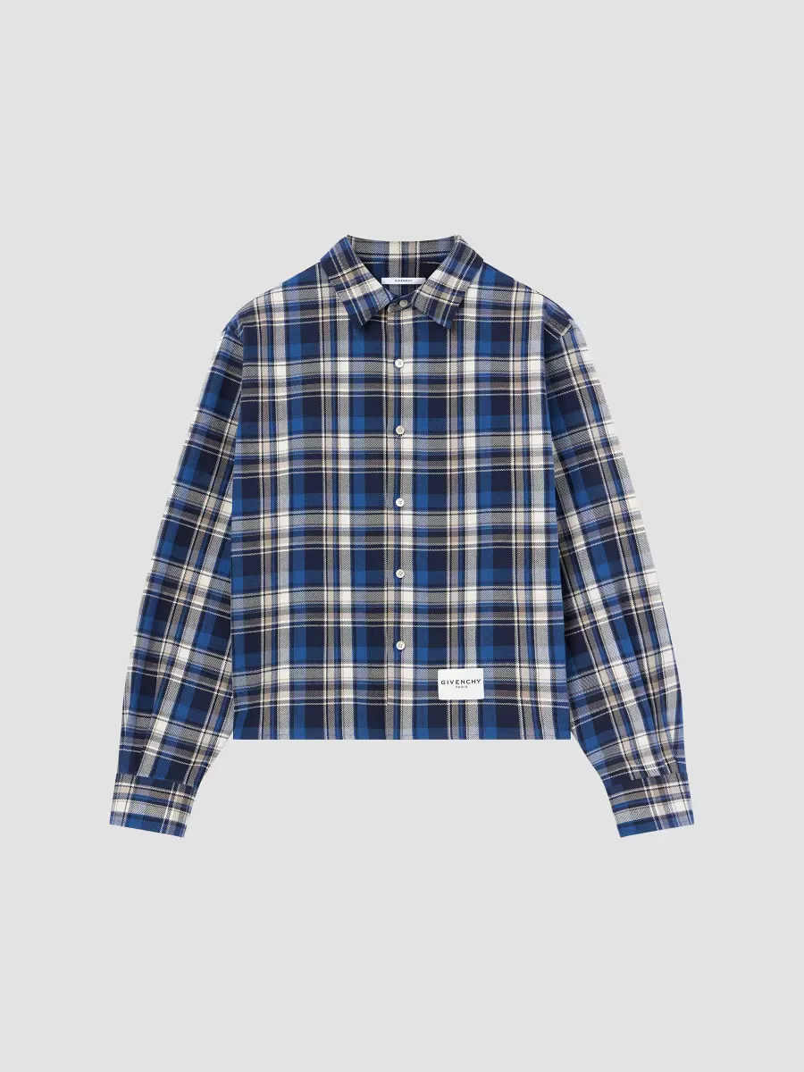 Cropped Checked Shirt in Cotton
