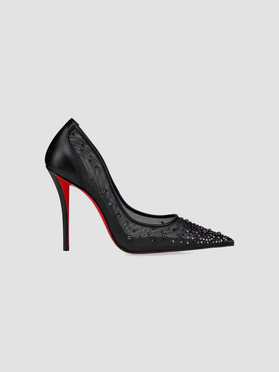 Miss Z Degrastrass 100MM Perla Mesh Leather Strass Pumps
