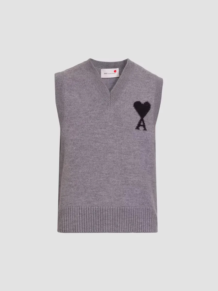 Quota Ami De Coeur Logo Knit Vest by AMI Paris