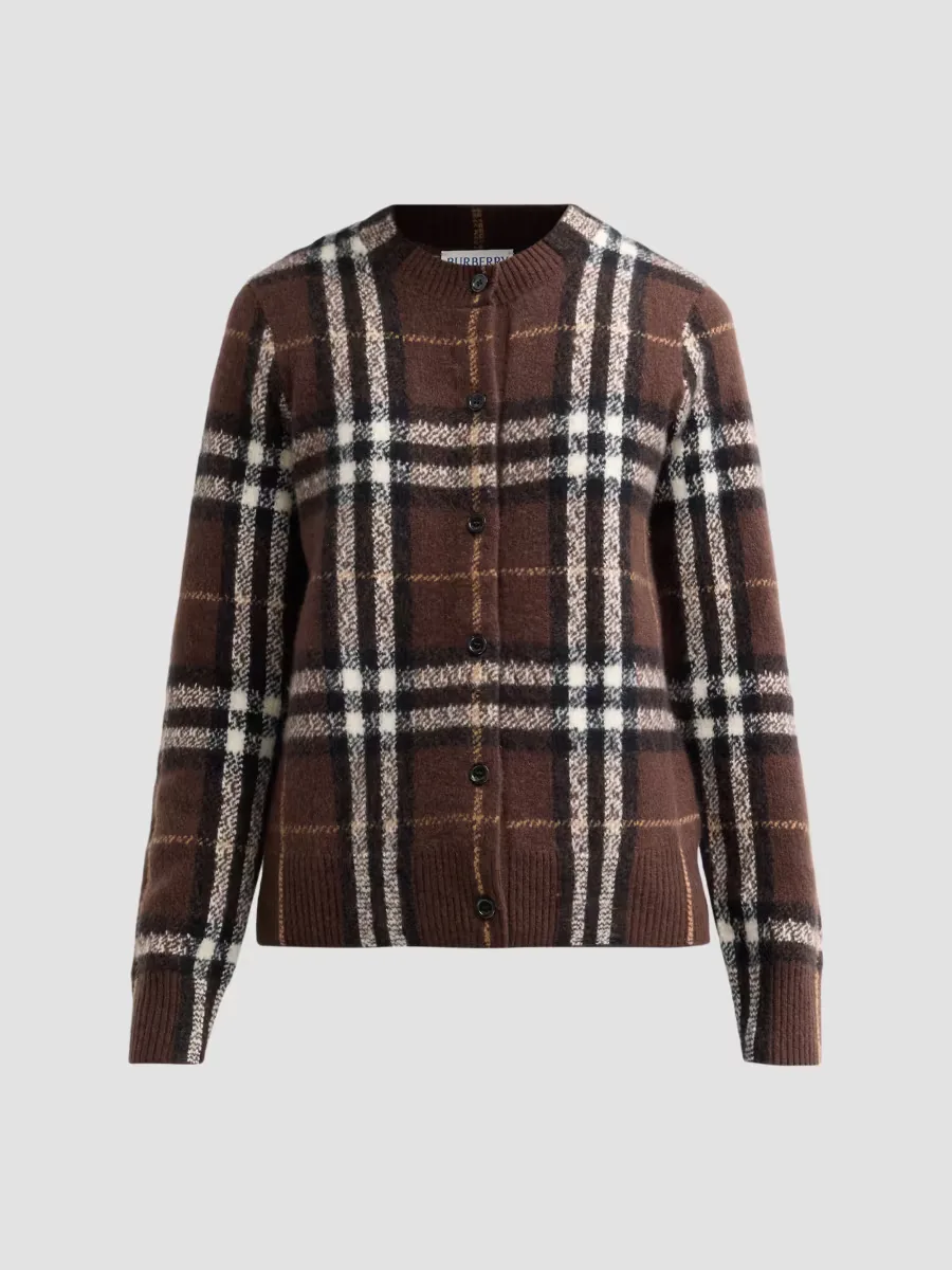 Clara Cashmere-Wool Check Cardigan